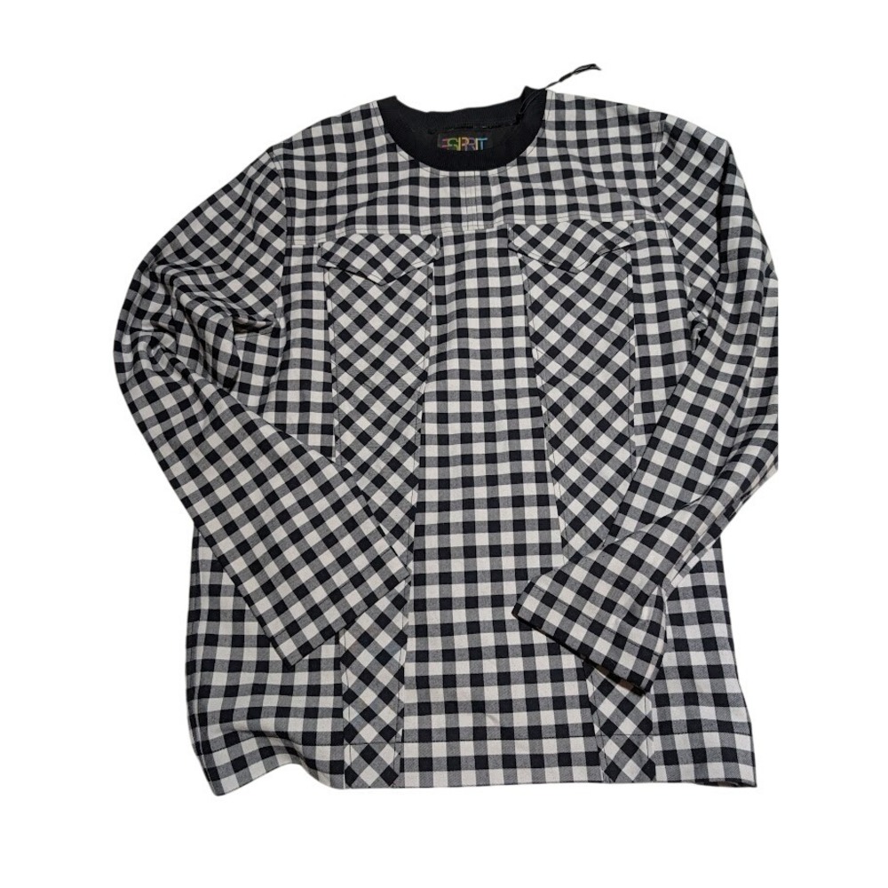 Esprit Open Ceremony Collab Gingham‎ Crewneck with Pockets NWT White Size M